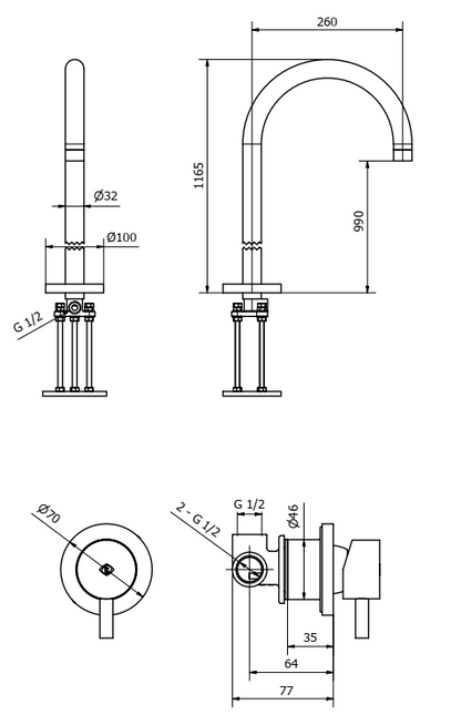 Jabil Miscelatore lavabo da pavimento con controllo remoto a muro cromo 73380