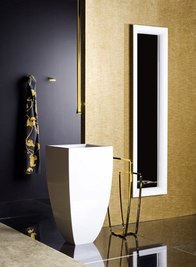 Gessi Mimi Bocca Da Soffitto Per lavabo per Comando Remoto, vista frontale su sfondo bianco
