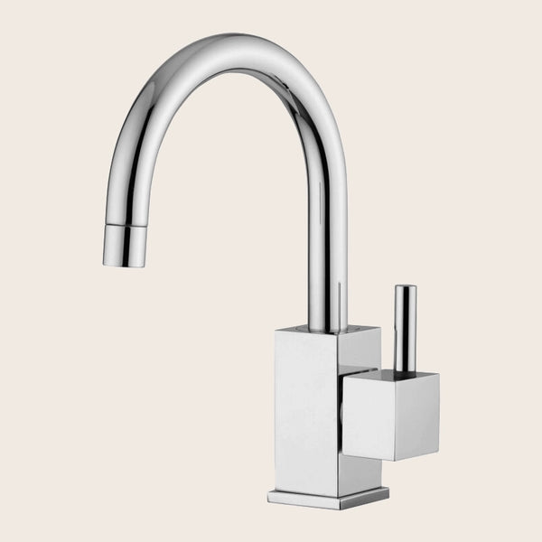 Paffoni Level Lea091 Miscelatore lavabo solo acqua fredda in lucido, vista frontale della maniglia e della bocca di...