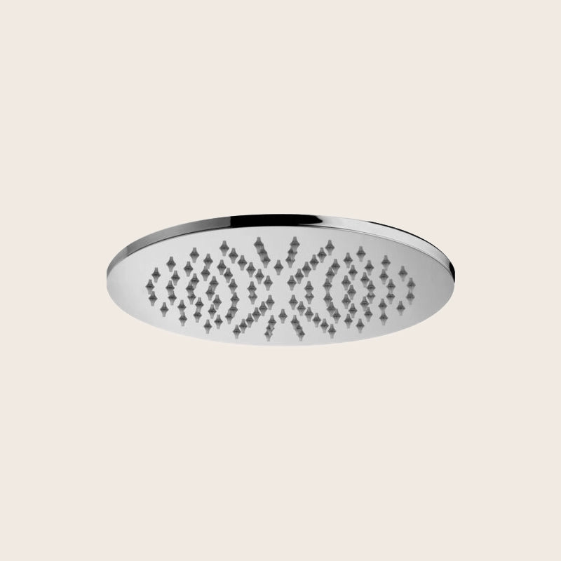 Paffoni Master Zsof074 Soffione doccia 225 mm spessore 8 mm Cromato, vista frontale della maniglia e della bocca di...