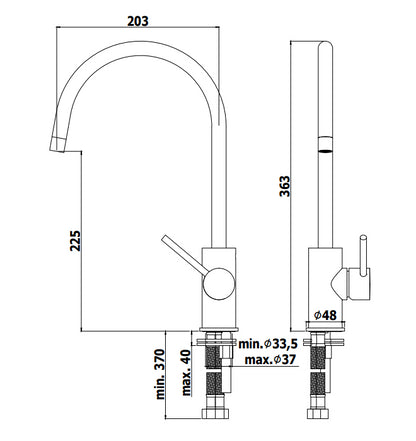 Paffoni Light Lig180 Miscelatore lavello monoforo con canna orientabile cromo