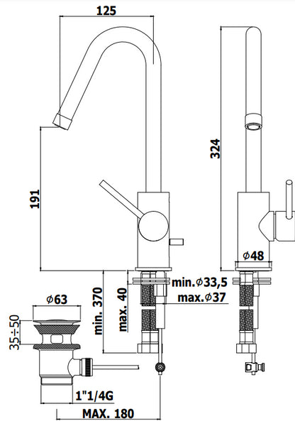 Paffoni Light Lig977 Miscelatore Lavabo con canna ad ombrello e Piletta Cromo