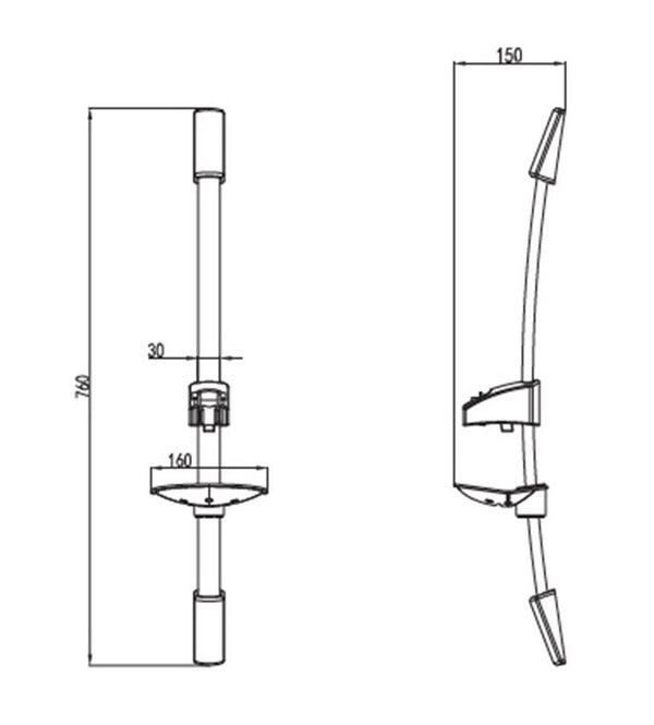 New Line Asta Doccia Con Portasapone E Supporto Per Doccetta In Acciaio Inox Cromo