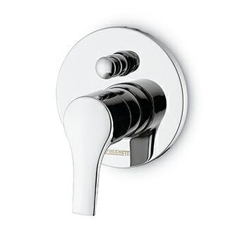 Zucchetti Flat ZP9112 Miscelatore Doccia Monocomando senza Cromo in cromato, vista frontale della maniglia e della bocca...