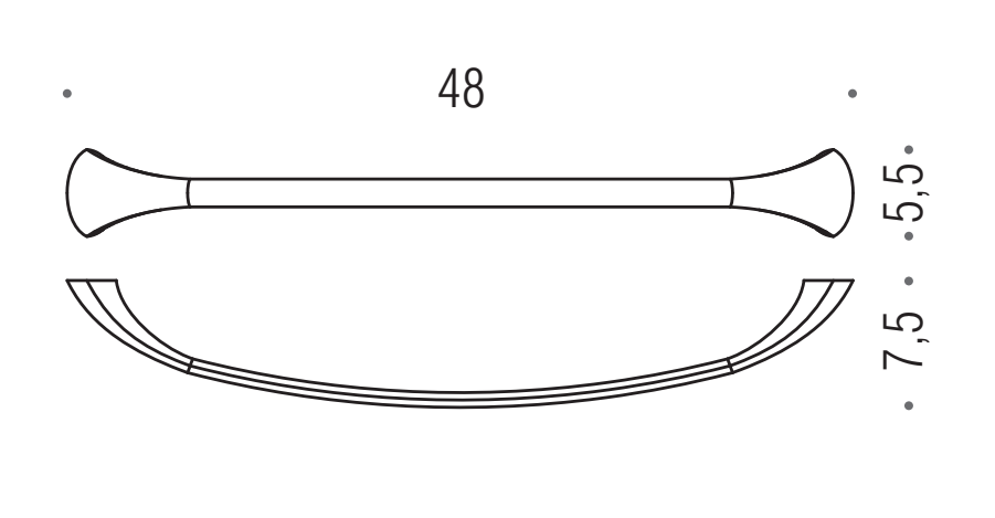 colombo Link portasciugamani 48 cm Cromo, vista laterale del profilo a muro - Colombo Design
