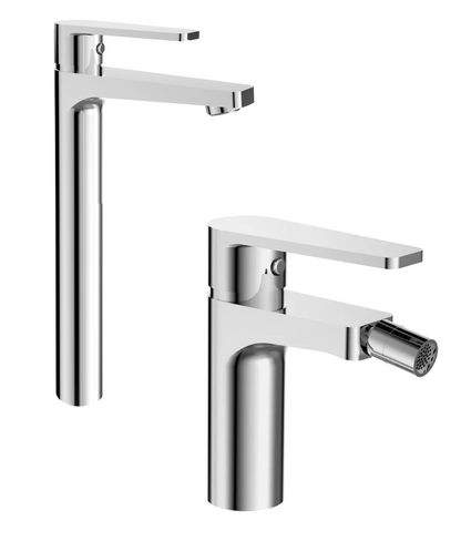 Bridge coppia miscelatori lavabo alto e bidet cromo