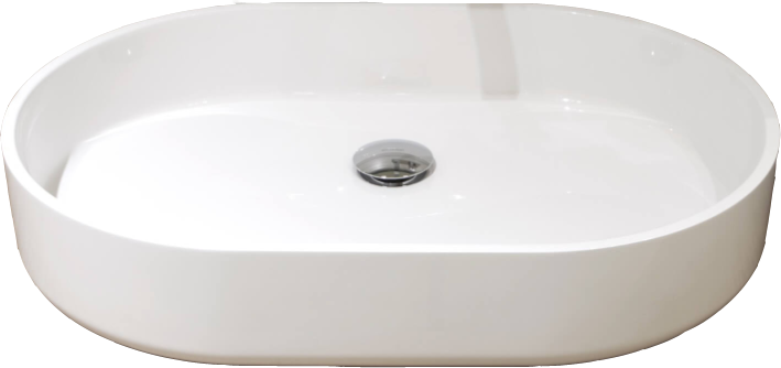 Antonio Lupi Piper1 Lavabo 63x42 OvaleIn Ceramilux bianco ambientato su piano bagno con accessori - Antonio Lupi Design
