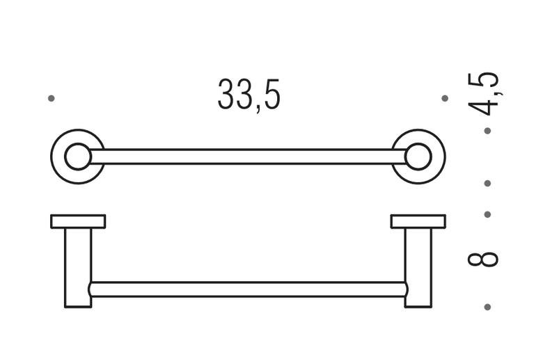 Colombo Plus portasciugamani 33,5 cm a parete Cromo, vista laterale del profilo a muro - Colombo Design