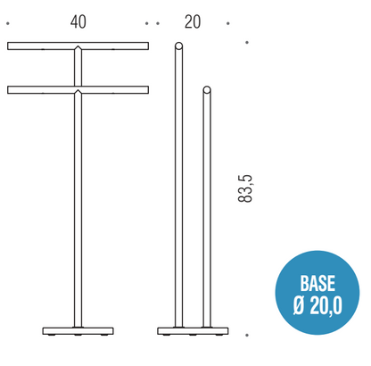 Colombo Plus W4938 Piantana portasciugamani 40 cm doppio a pavimento in ottone Cromo