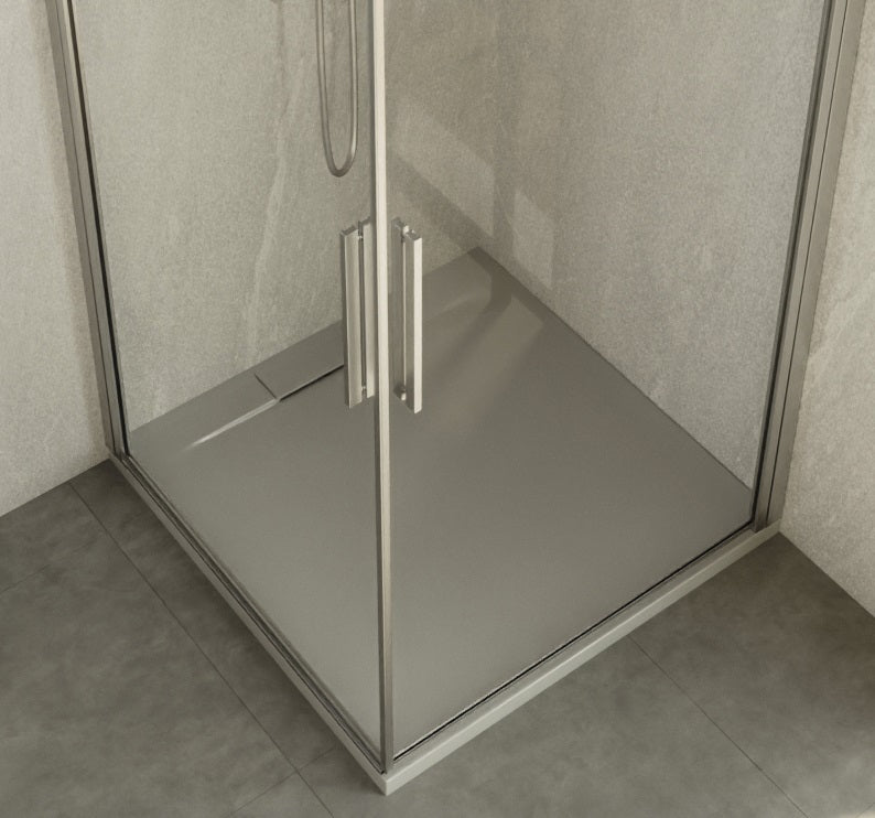 Box doccia 70x70 doppio battente vetro temperato 6 mm 195 H Cromo Lucido in bagno completo, vista d'insieme dell'ambiente...