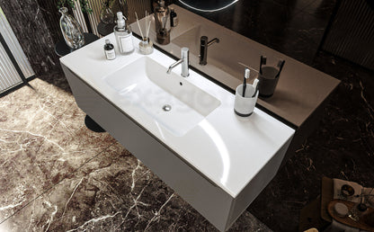 Mobile Bagno grigio opaco 120x50 Amalfi Un Cassetto E Lavabo Integrato In Mineralmarmo
