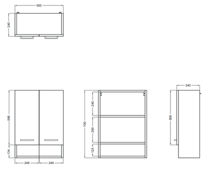 Colavene specchio contenitore 50x24 H.70 doppia anta con ripiani interni bianco