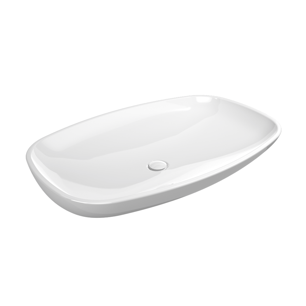 Flaminia NUDA 85 lavabo da appoggio o sospeso senza 00 Bianco, vista laterale del profilo e della forma - Ceramica Flaminia