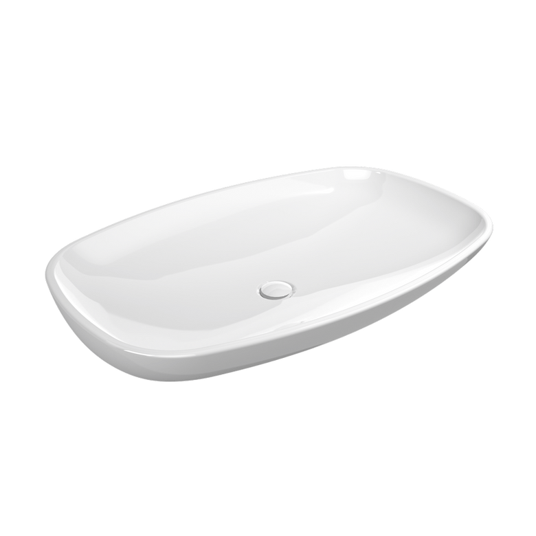 Flaminia NUDA 85 lavabo da appoggio o sospeso senza 00 Bianco, vista laterale del profilo e della forma - Ceramica Flaminia
