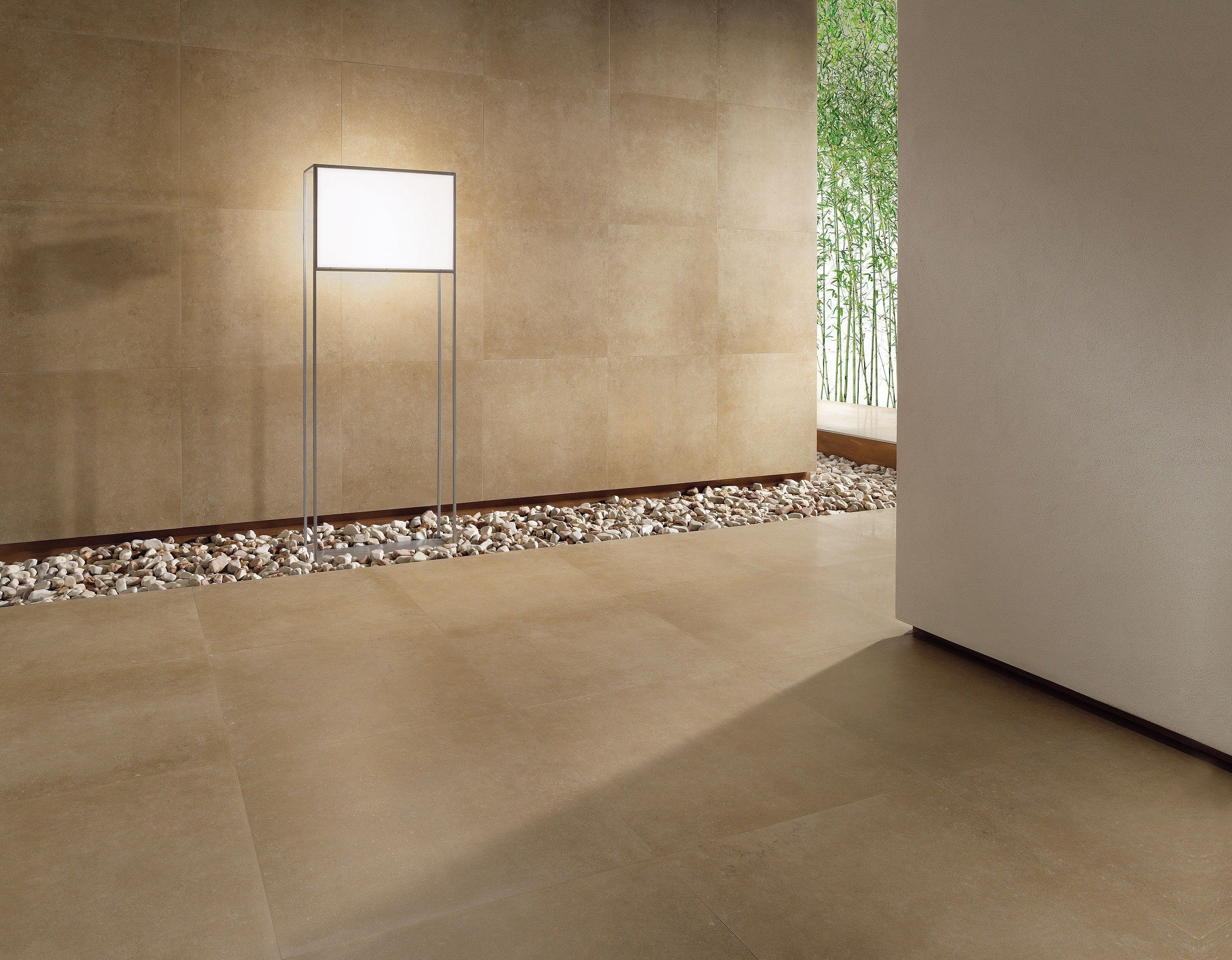 Pavimento Rivestimento 100x100 spessore 3,5 mm Caramel in ambientazione completa, vista d'insieme della stanza - Cotto D...