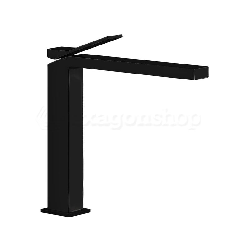 Gessi Rettangolo K Miscelatore lavabo alto senza scarico, vista frontale su sfondo bianco
