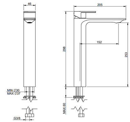 Tremmme Ran IT2218CCRNZZ miscelatore monocomando lavabo alto 253mm cromo