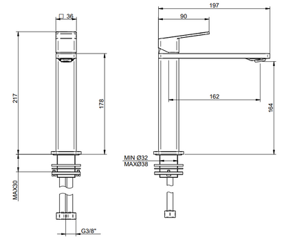 Treemme Pa36 Miscelatore lavabo monocomando 164mm cromo