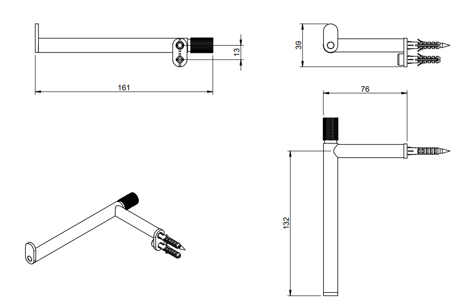 Treemme 22mm IT8301ISZZZZ portarotolo a muro inox satinato Acciaio, dettaglio ravvicinato del materiale e dell'aggancio...