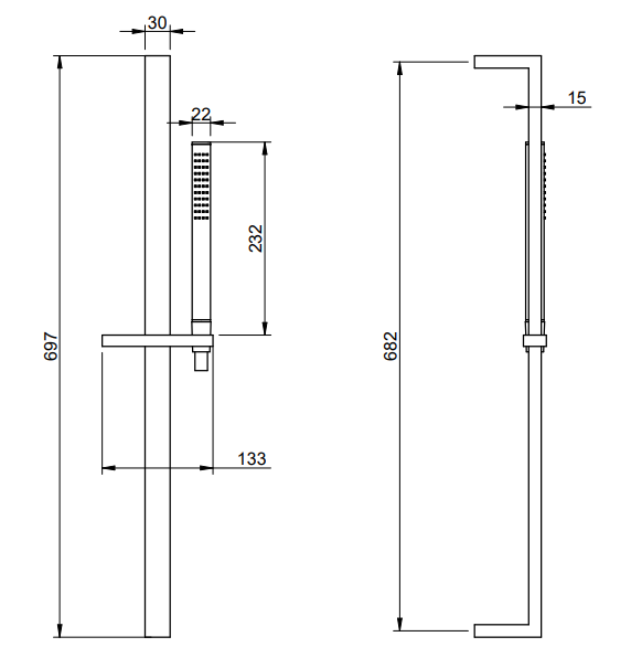 Treemme Arche asta doccia 70 cm con saliscendi senza presa Cromo Lucido, componenti inclusi smontati: corpo incasso...