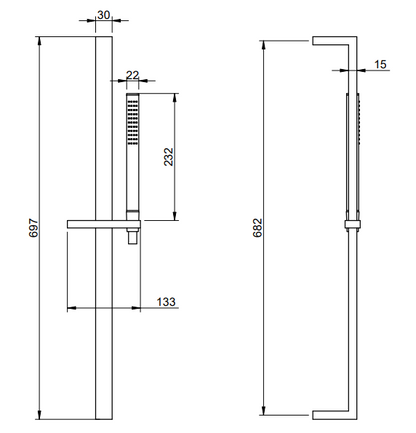 Treemme Arche IT0411CCZZZZ asta doccia 70 cm con saliscendi doccetta senza presa acqua cromo