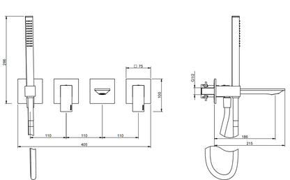 Treemme Q30 RWIT4BD8CC01 miscelatore monocomando vasca senza parte incasso cromo