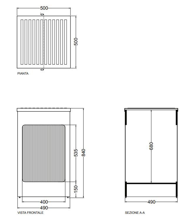 Colavene Lavacril box contenitore lavatrice 50x50 H.84 con serrandina a scomparsa laterale in abs metacrilato bianco
