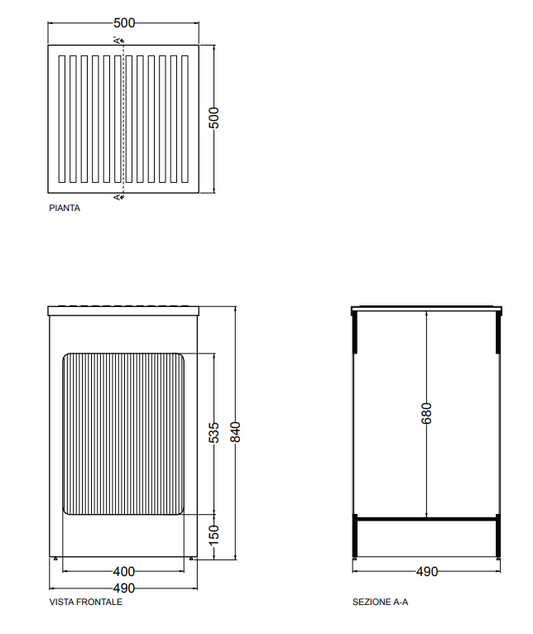 Colavene Lavacril box contenitore lavatrice 50x50 H.84 con serrandina a scomparsa laterale in abs metacrilato bianco