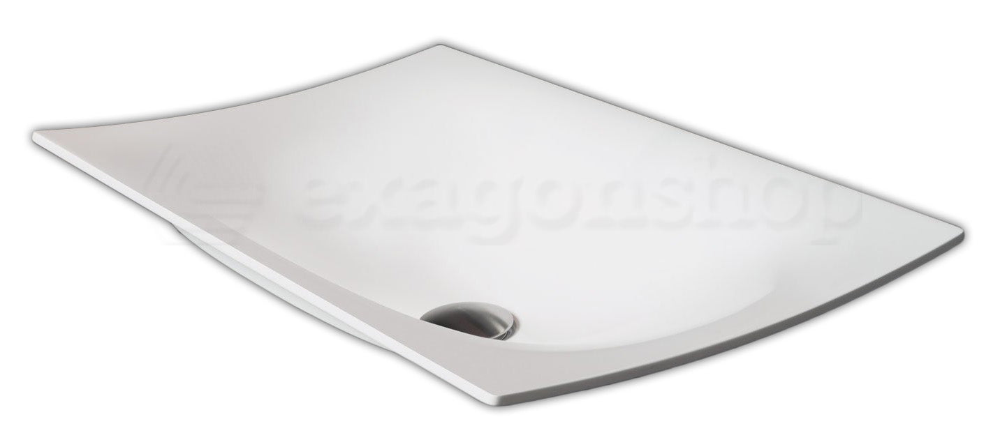 Antonio lupi lavabo 40x63 soprapiano ad incasso in flumood, vista frontale su sfondo bianco - Antonio Lupi Design