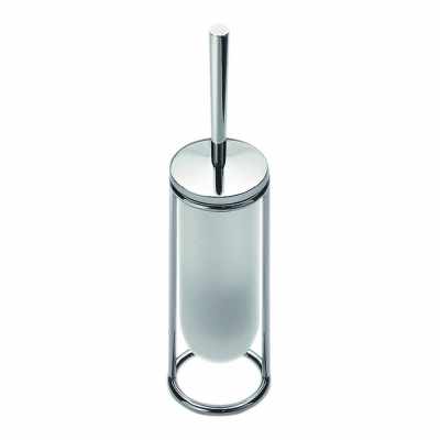 Colombo Luna B0106 Porta Scopino wc a pavimento in Vetro Acidato Naturale cromo