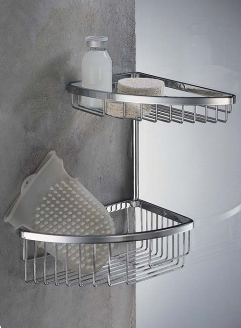 Colombo griglia angolare doppia per vasca e box doccia in in bagno completo, vista d'insieme dell'ambiente - Colombo Design