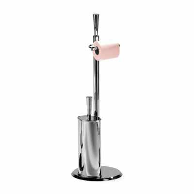 Colombo Isole B9407 Piantana Porta Rototolo e Porta Scopino in ottone Cromo