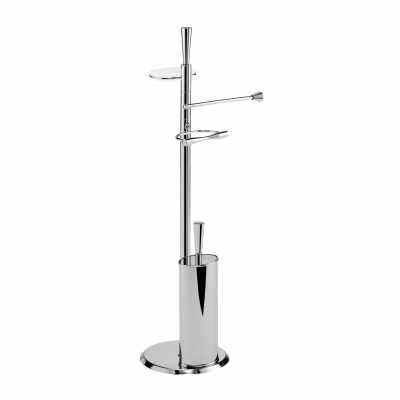 Colombo Isole B9413 Piantana portasciugamani con portsapone portarotolo e portascopino in ottone cromo