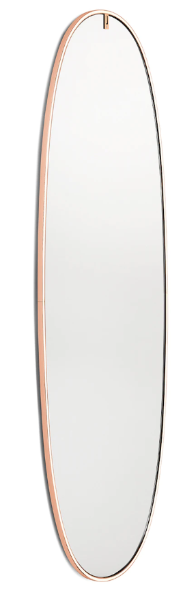 Flos La Plus Belle Specchio 78x205 cornice luminosa rame spenta, dettaglio del corpo lampada e dei materiali