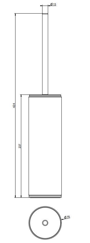 Gessi Porta scopino wc da appoggio nero steel brushed, dettaglio ravvicinato del materiale e dell'aggancio