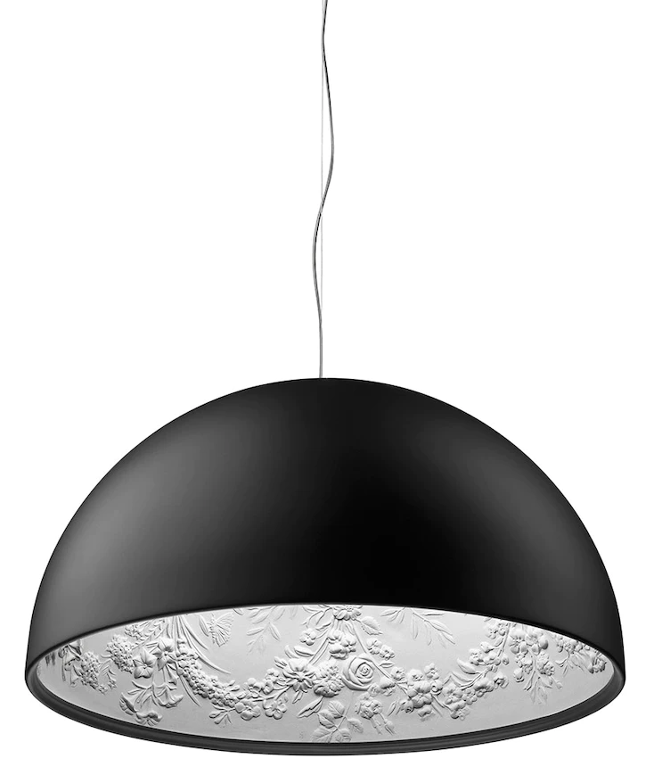 Flos Skygarden 2 Lampada 90 cm sospesa Nero Opaco spenta, dettaglio del corpo lampada e dei materiali