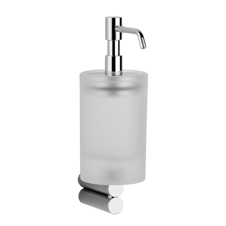 Dispenser portasapone in Vetro Satinato Cromo Trasparenze, dettaglio ravvicinato del materiale e dell'aggancio