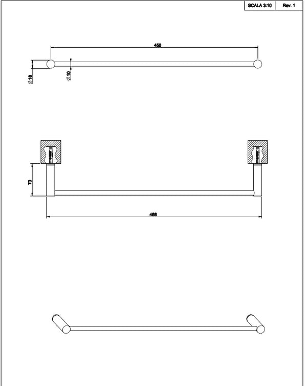 Porta Salvietta 45 cm Cromo Trasparenze 37400 Gessi