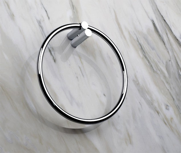 Porta Salvietta ad Anello 22 Cm Cromo Trasparenze Gessi montato a parete, vista del design e della finitura