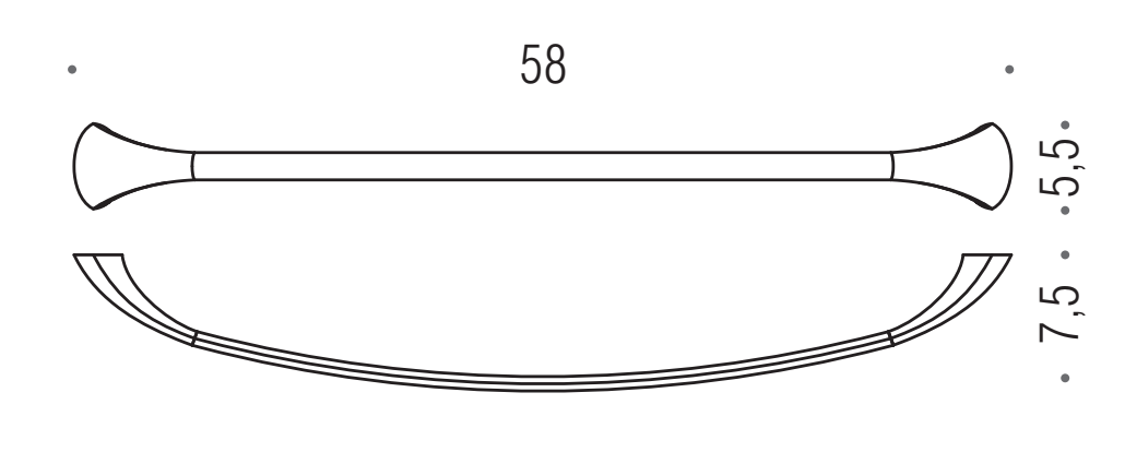 colombo Link portasciugamani 58 cm Cromo, vista laterale del profilo a muro - Colombo Design