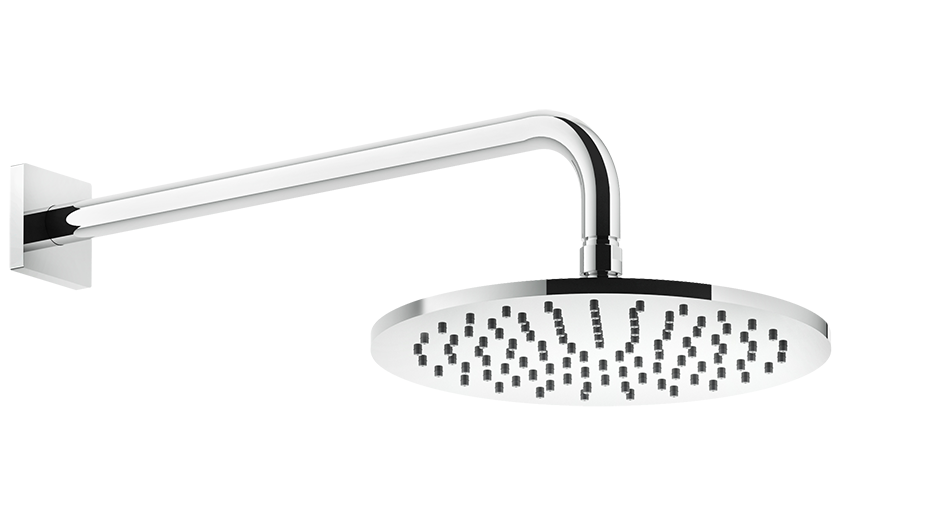 Gessi Rilievo Soffione doccia 25 cm tondo Anticalcare A, dettaglio ravvicinato della finitura e del marchio