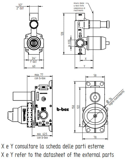 Bellosta Parte Incasso Con Deviatore 2 uscite 104002