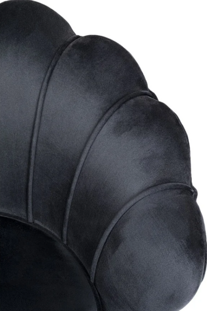 Water Lily Poltrona design Glamour con gambe in acciaio dorato e tessuto imbottito nero