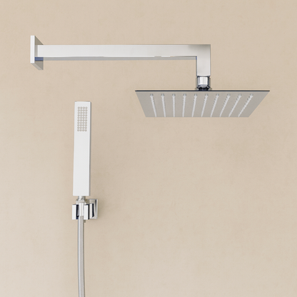 Set soffione doccia 25x25 quadro slim Smart con braccio 30 cm e doccetta cromo