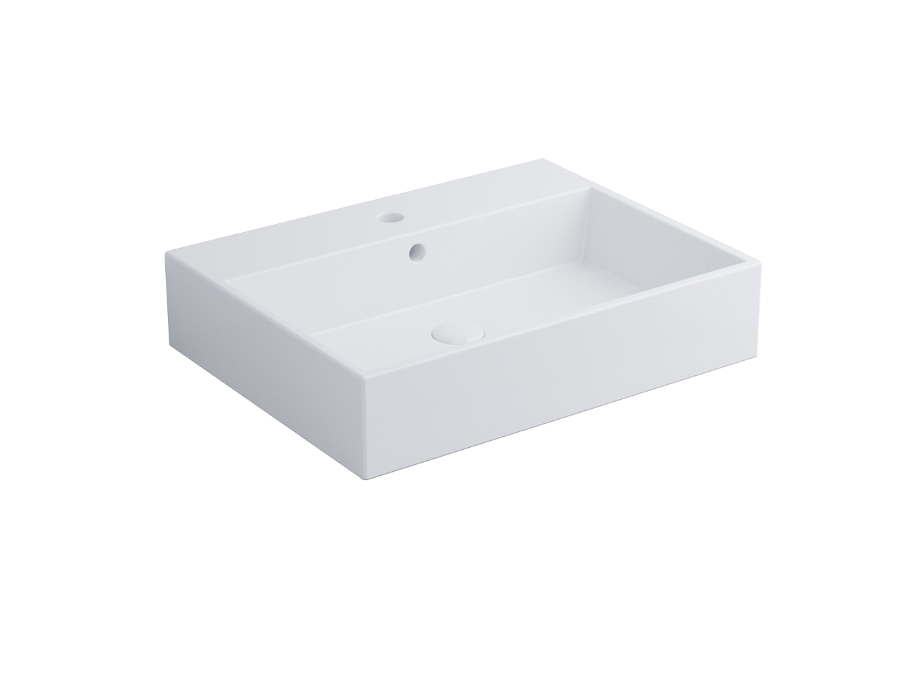 Cielo Smile Lavabo monoforo 60x46 sospeso o da appoggio con in ceramica e lucido ambientato su piano bagno con accessori