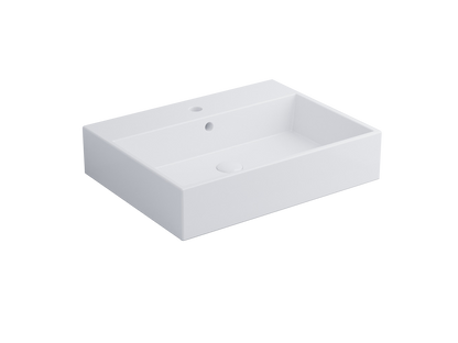 Cielo Smile Lavabo monoforo 60x46 sospeso o da appoggio con troppopieno in ceramica bianco lucido