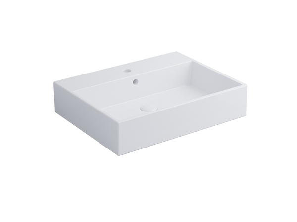 Cielo Smile Lavabo monoforo 60x46 sospeso o da appoggio con troppopieno in ceramica bianco lucido