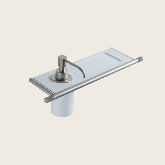 Treemme 22mm IT8372ISZZZZ mensola portaoggetti con dispenser sapone liquido bianco inox satinato