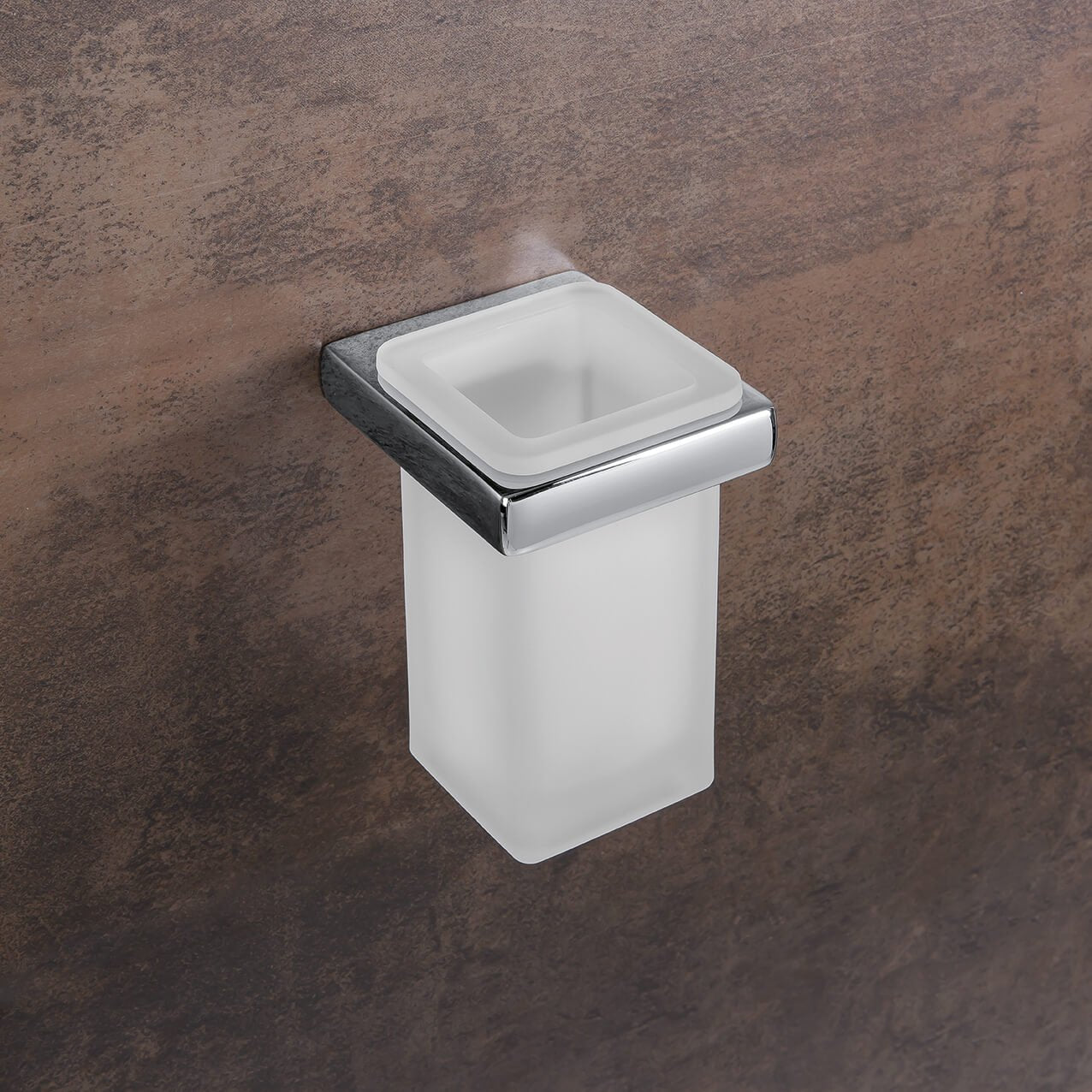 Colombo Lulu bicchiere portaspazzolini a muro in Vetro in vetro acidato e naturale montato a parete, vista del design e...