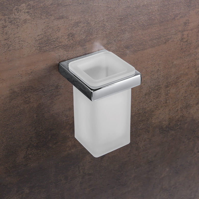 Colombo Lulu bicchiere portaspazzolini a muro in Vetro in vetro acidato e naturale montato a parete, vista del design e...